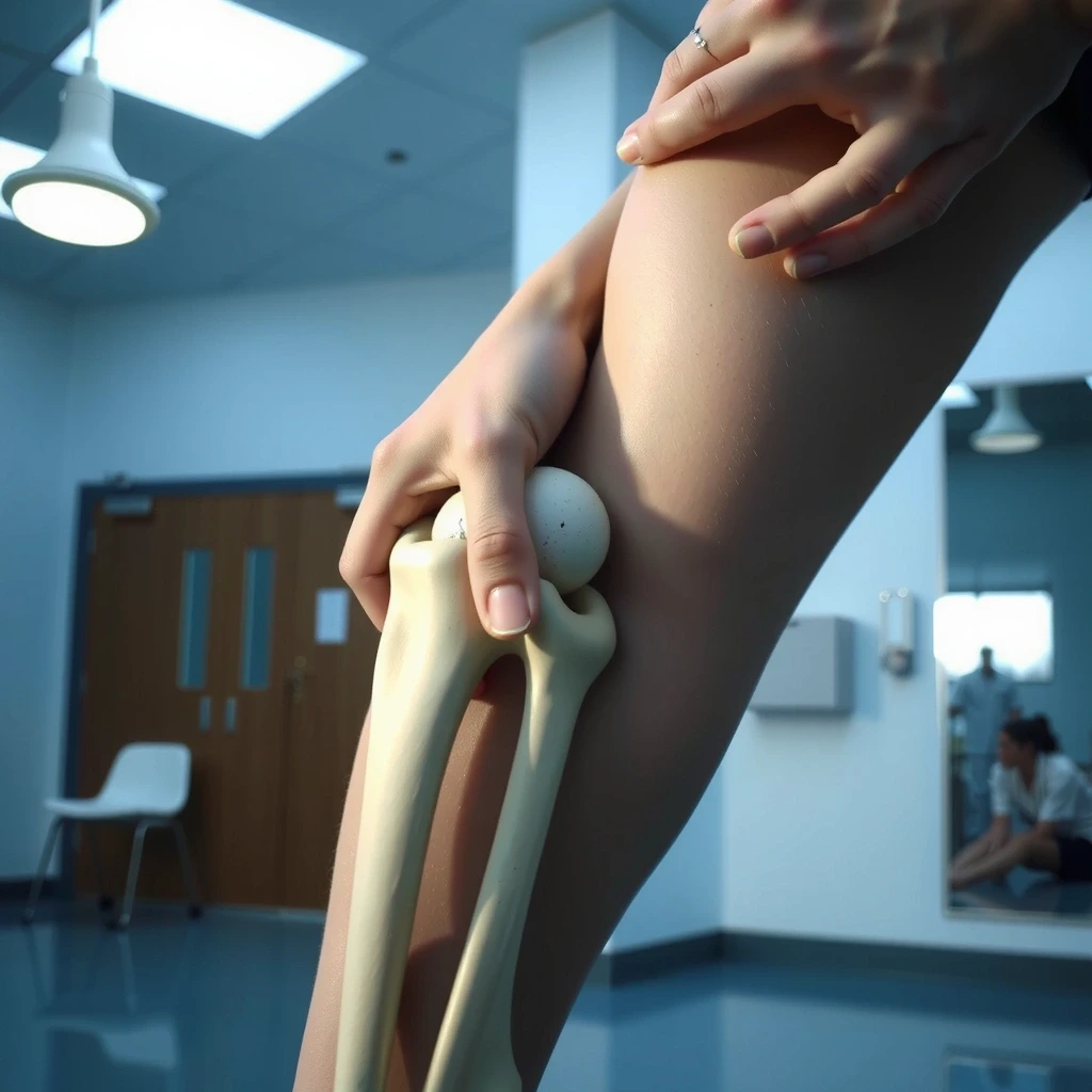 Macro d'une articulation du genou en mouvement